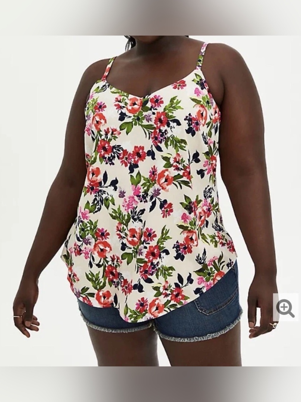 Torrid 5X Stretch Challis Cream Multi Floral Ava Cami